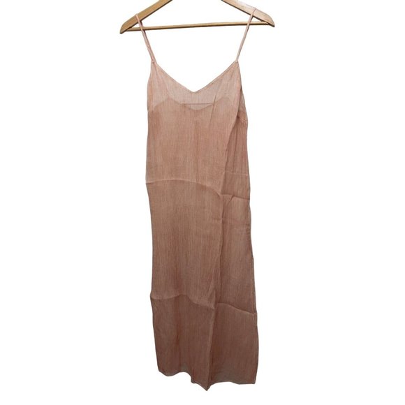 SKIN - Ballet Pink Shani Silk Chiffon Midi Chemise - SCC90AD -  Size 2 NWT - Picture 5 of 9